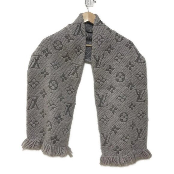 LOUIS VUITTON Echarpe Logomania Gris Perle Scarf 438-033125